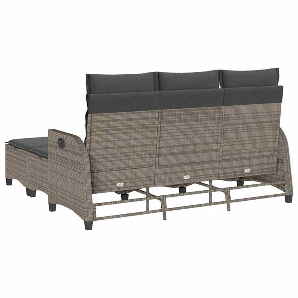 Grote foto vidaxl 3 delige tuinbankstel met kussens l vormig poly rattan grijs tuin en terras tuinmeubelen