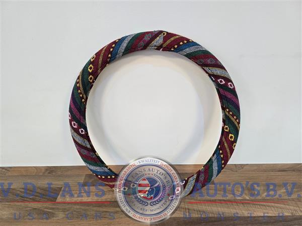 Grote foto kleurrijke stoffen stuurhoes boho stijl 38 cm auto onderdelen overige auto onderdelen