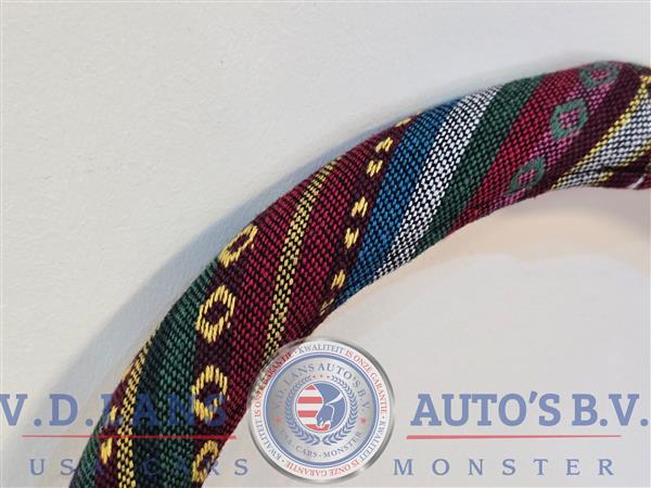 Grote foto kleurrijke stoffen stuurhoes boho stijl 38 cm auto onderdelen overige auto onderdelen