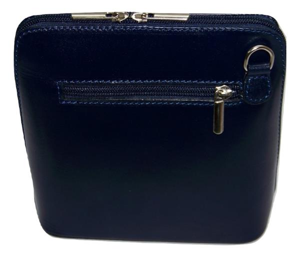 Grote foto donkerblauw vera pelle italiaans leren schoudertasje rits rondom kleding dames sieraden