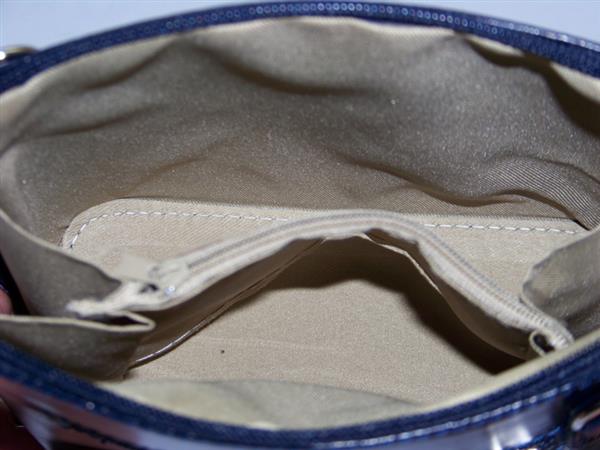 Grote foto donkerblauw vera pelle italiaans leren schoudertasje rits rondom kleding dames sieraden