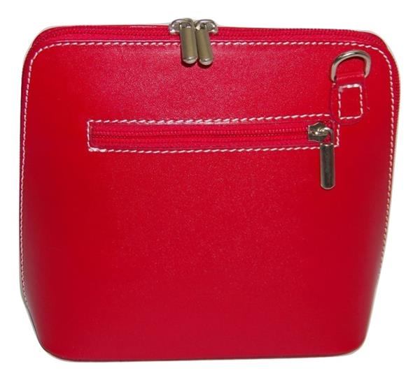 Grote foto rood vera pelle italiaans leren schoudertasje rits rondom kleding dames sieraden