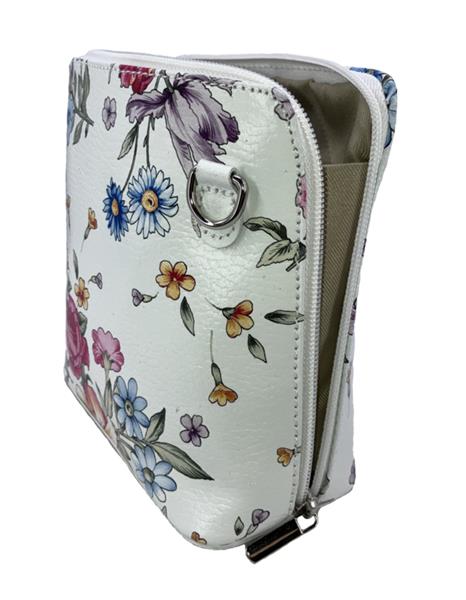 Grote foto bloem vera pelle italiaans leren schoudertasje rits rondom kleding dames sieraden