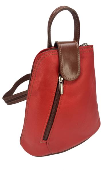Grote foto vera pelle leren rugzakje rood met bruine details sieraden tassen en uiterlijk schoudertassen