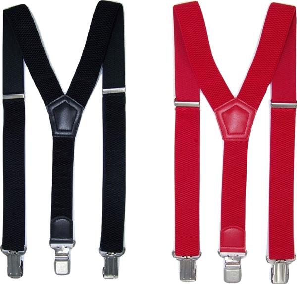 Grote foto duo pack heavy duty bretels zwart rood 3 clips kleding dames riemen