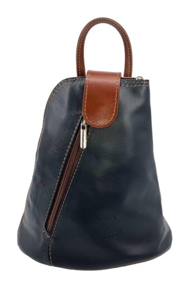 Grote foto vera pelle leren rugzakje navy met bruine details sieraden tassen en uiterlijk schoudertassen