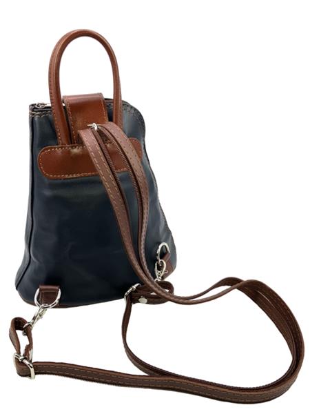 Grote foto vera pelle leren rugzakje navy met bruine details sieraden tassen en uiterlijk schoudertassen