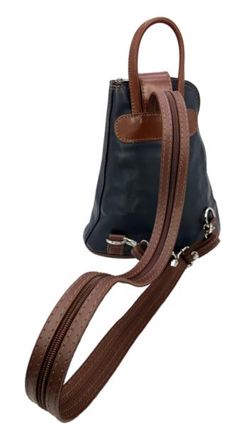 Grote foto vera pelle leren rugzakje navy met bruine details sieraden tassen en uiterlijk schoudertassen