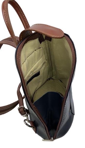 Grote foto vera pelle leren rugzakje navy met bruine details sieraden tassen en uiterlijk schoudertassen