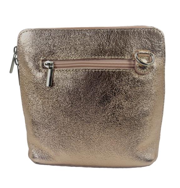 Grote foto rose gold diamond vera pelle italiaans leren schoudertasje rits rondom kleding dames sieraden