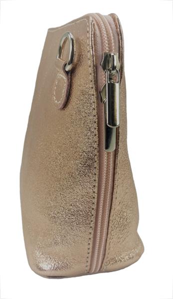Grote foto rose gold diamond vera pelle italiaans leren schoudertasje rits rondom kleding dames sieraden