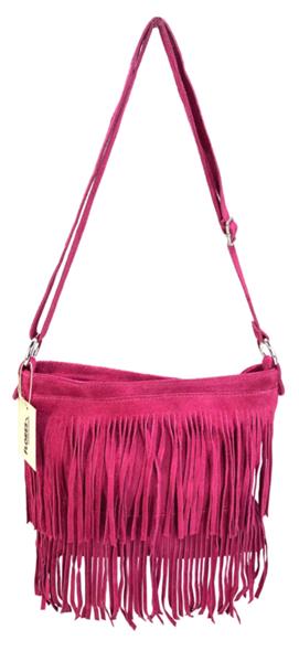 Grote foto back to the sixties suede franje tas fuchsia sieraden tassen en uiterlijk schoudertassen