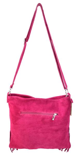 Grote foto back to the sixties suede franje tas fuchsia sieraden tassen en uiterlijk schoudertassen