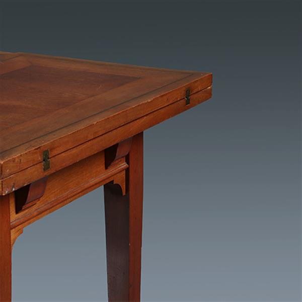 Grote foto zeer strakke side table of wandtafel met inklapbare zijbladen ca 1900 messing ingelegd no.283050 antiek en kunst stoelen en banken