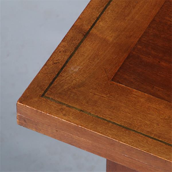 Grote foto zeer strakke side table of wandtafel met inklapbare zijbladen ca 1900 messing ingelegd no.283050 antiek en kunst stoelen en banken