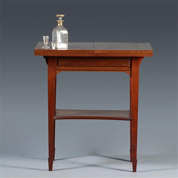 Grote foto zeer strakke side table of wandtafel met inklapbare zijbladen ca 1900 messing ingelegd no.283050 antiek en kunst stoelen en banken