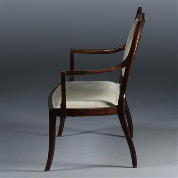 Grote foto bijzonder elegant bankje in hepplewhite ca. 1880 incl. bekleding naar wens. no.291301 antiek en kunst stoelen en banken