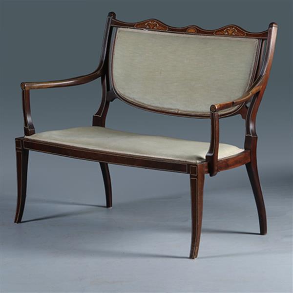 Grote foto bijzonder elegant bankje in hepplewhite ca. 1880 incl. bekleding naar wens. no.291301 antiek en kunst stoelen en banken