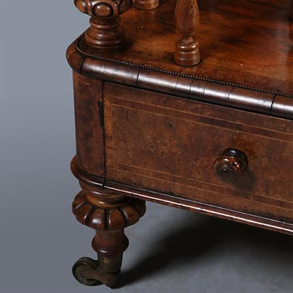 Grote foto wortelnoten canterbury met lade gesig gillow brons beslag en inlegwerk ca. 1850 no.283005 antiek en kunst overige in antiek gebruiksvoorwerpen