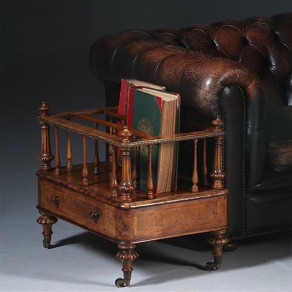 Grote foto wortelnoten canterbury met lade gesig gillow brons beslag en inlegwerk ca. 1850 no.283005 antiek en kunst overige in antiek gebruiksvoorwerpen