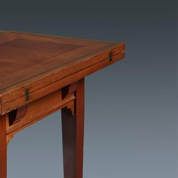 Grote foto zeer strakke side table of wandtafel met inklapbare zijbladen ca 1900 messing ingelegd no.283050 antiek en kunst stoelen en banken