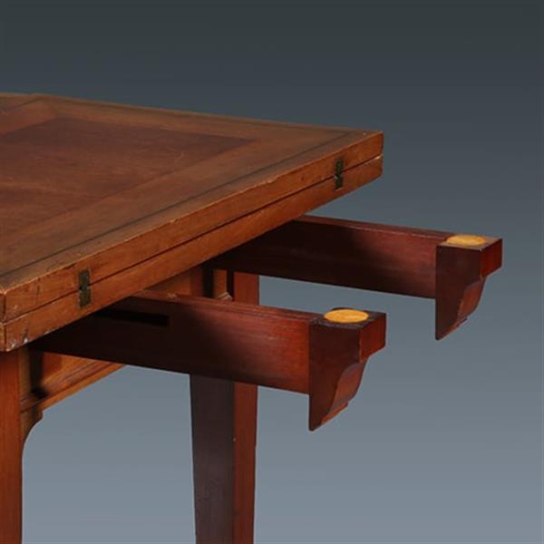 Grote foto zeer strakke side table of wandtafel met inklapbare zijbladen ca 1900 messing ingelegd no.283050 antiek en kunst stoelen en banken