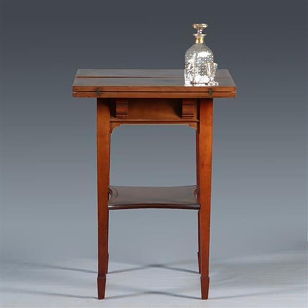 Grote foto zeer strakke side table of wandtafel met inklapbare zijbladen ca 1900 messing ingelegd no.283050 antiek en kunst stoelen en banken