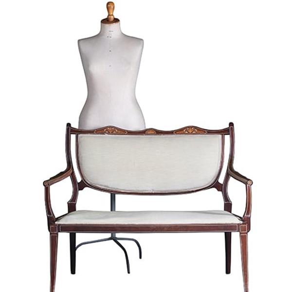 Grote foto bijzonder elegant bankje in hepplewhite ca. 1880 incl. bekleding naar wens. no.291301 antiek en kunst stoelen en banken