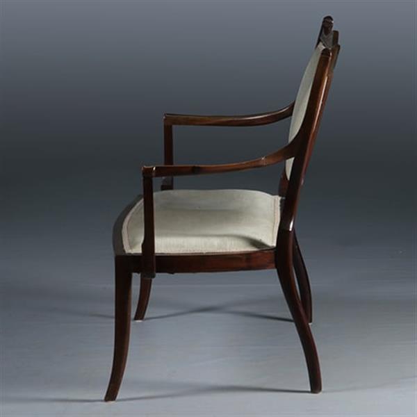 Grote foto bijzonder elegant bankje in hepplewhite ca. 1880 incl. bekleding naar wens. no.291301 antiek en kunst stoelen en banken