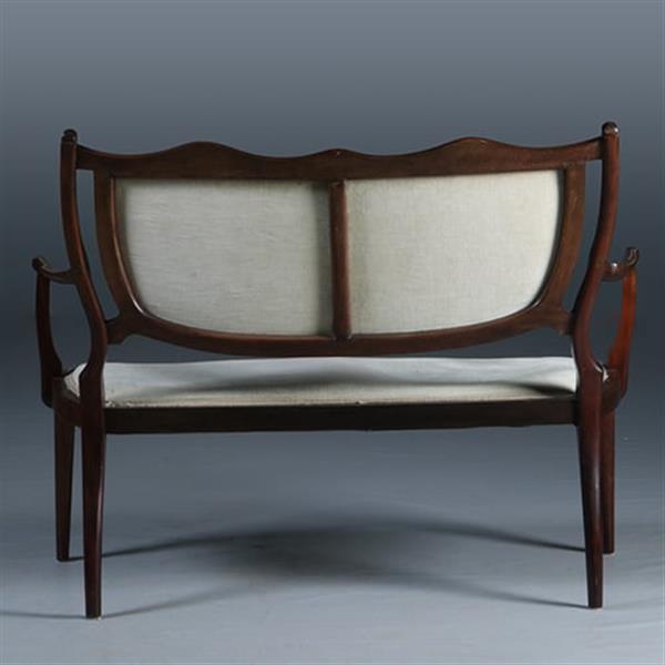 Grote foto bijzonder elegant bankje in hepplewhite ca. 1880 incl. bekleding naar wens. no.291301 antiek en kunst stoelen en banken