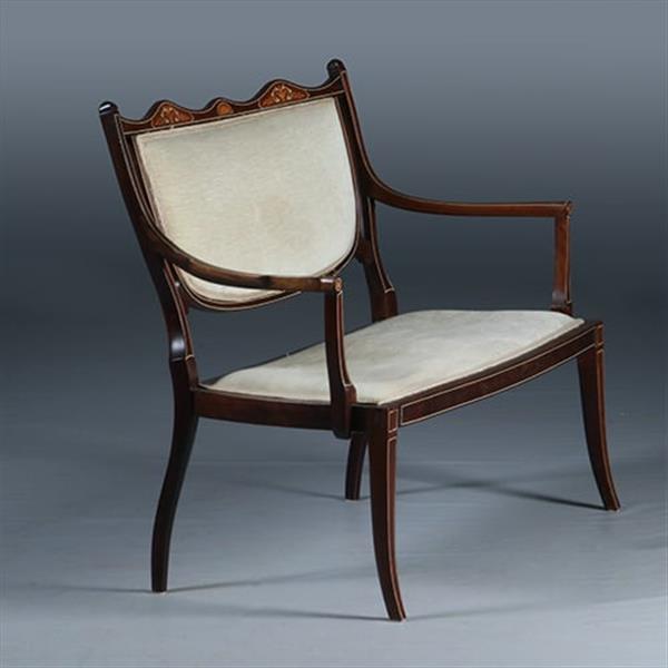 Grote foto bijzonder elegant bankje in hepplewhite ca. 1880 incl. bekleding naar wens. no.291301 antiek en kunst stoelen en banken