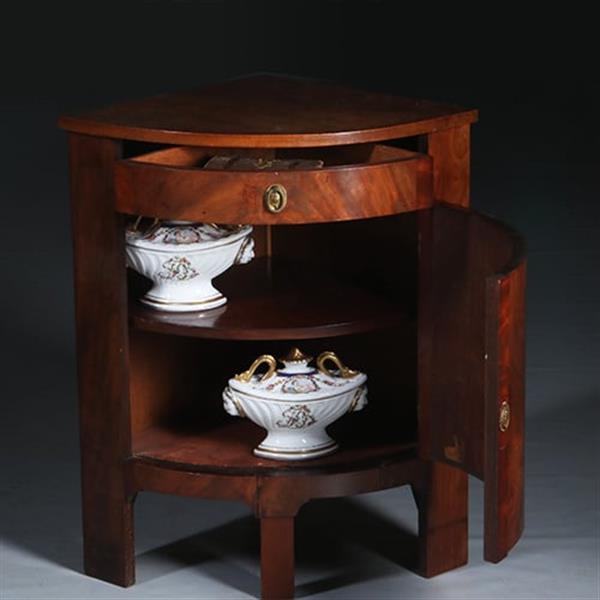 Grote foto lage 1 deurs biedermeier hoekkast met deur en lade hollands ca 1820 no.432715 antiek en kunst stoelen en banken