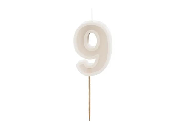 Grote foto verjaardagskaars 9 jaar beige 6cm verzamelen overige verzamelingen