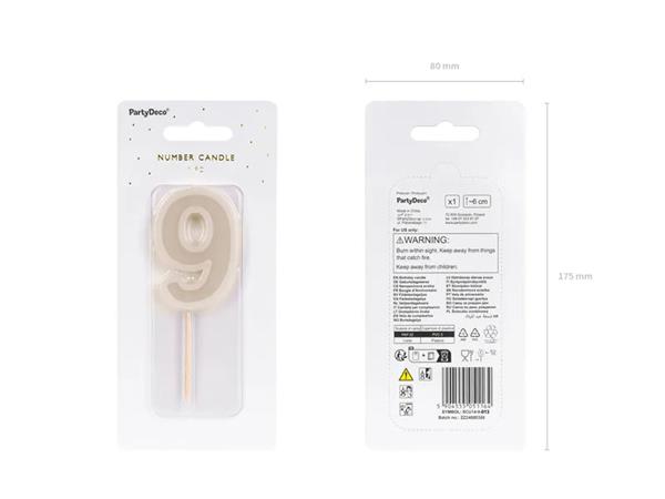 Grote foto verjaardagskaars 9 jaar beige 6cm verzamelen overige verzamelingen