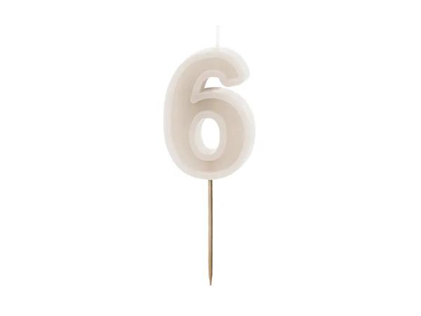 Grote foto cijferkaars 6 jaar beige 6cm verzamelen overige verzamelingen