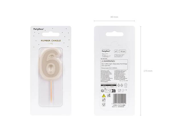 Grote foto cijferkaars 6 jaar beige 6cm verzamelen overige verzamelingen