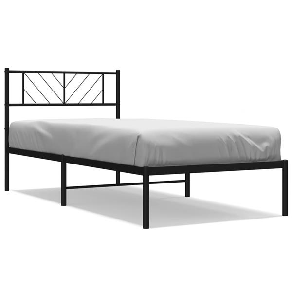 Grote foto vidaxl bedframe met hoofdbord metaal zwart 80x200 cm antiek en kunst stoelen en banken