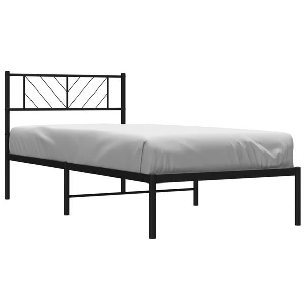 Grote foto vidaxl bedframe met hoofdbord metaal zwart 80x200 cm antiek en kunst stoelen en banken