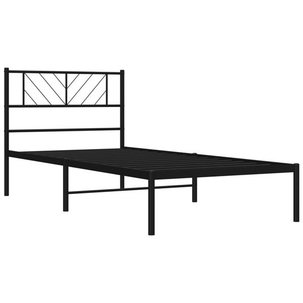 Grote foto vidaxl bedframe met hoofdbord metaal zwart 80x200 cm antiek en kunst stoelen en banken