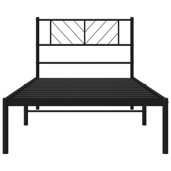 Grote foto vidaxl bedframe met hoofdbord metaal zwart 80x200 cm antiek en kunst stoelen en banken