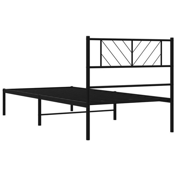 Grote foto vidaxl bedframe met hoofdbord metaal zwart 80x200 cm antiek en kunst stoelen en banken