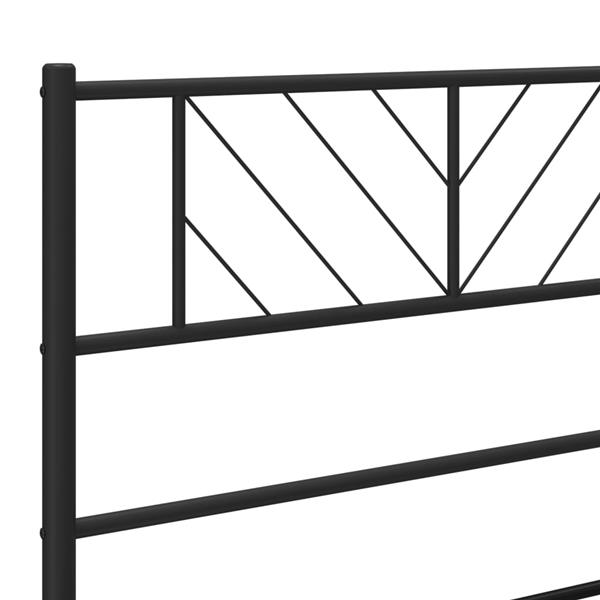 Grote foto vidaxl bedframe met hoofdbord metaal zwart 80x200 cm antiek en kunst stoelen en banken