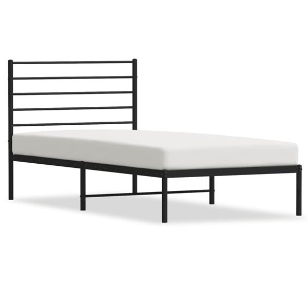Grote foto vidaxl bedframe met hoofdbord metaal zwart 90x200 cm antiek en kunst stoelen en banken
