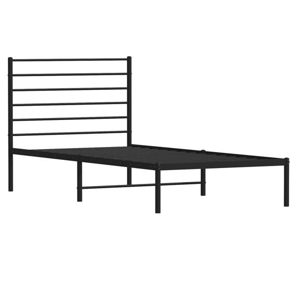 Grote foto vidaxl bedframe met hoofdbord metaal zwart 90x200 cm antiek en kunst stoelen en banken
