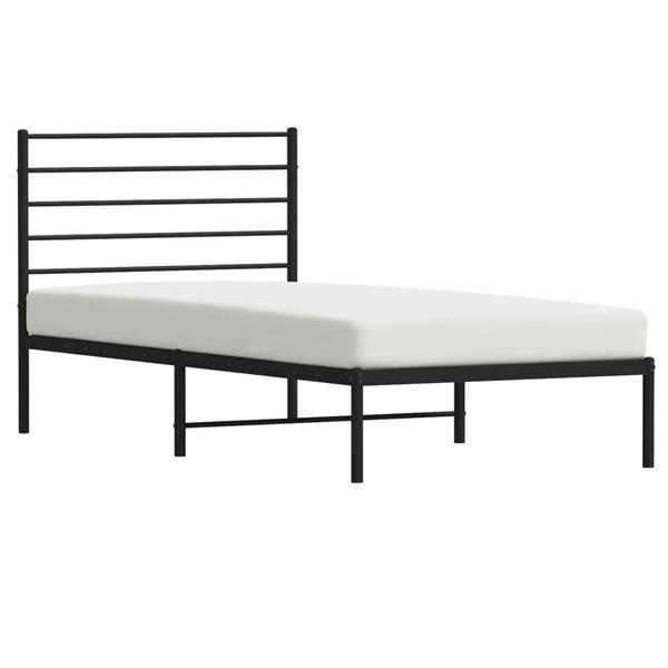 Grote foto vidaxl bedframe met hoofdbord metaal zwart 90x200 cm antiek en kunst stoelen en banken