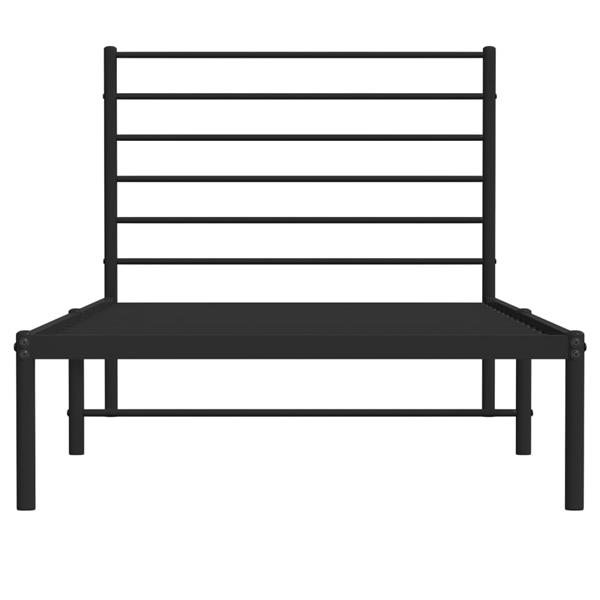 Grote foto vidaxl bedframe met hoofdbord metaal zwart 90x200 cm antiek en kunst stoelen en banken