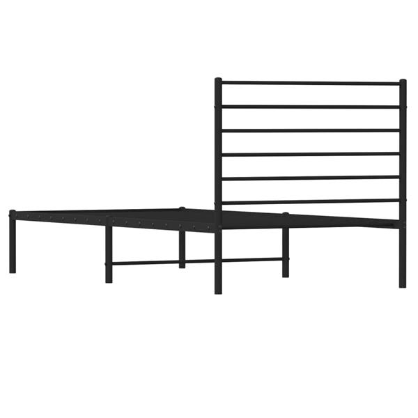 Grote foto vidaxl bedframe met hoofdbord metaal zwart 90x200 cm antiek en kunst stoelen en banken