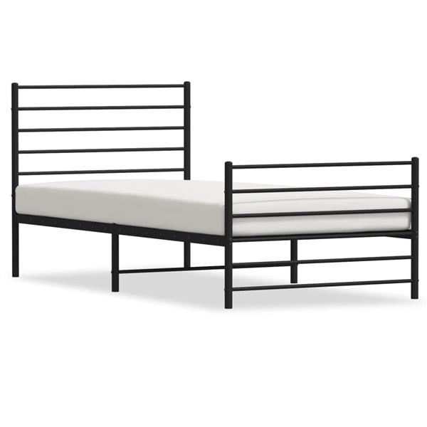 Grote foto vidaxl bedframe met hoofd en voeteneinde metaal zwart 90x200 cm antiek en kunst stoelen en banken