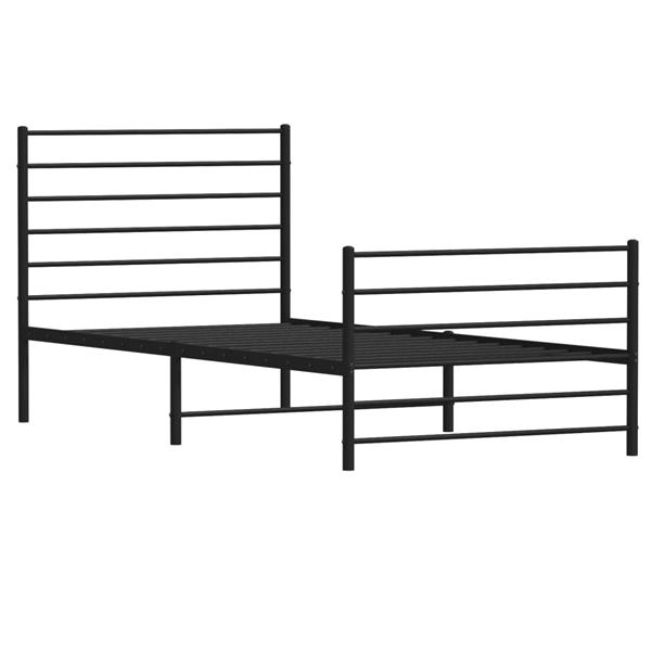 Grote foto vidaxl bedframe met hoofd en voeteneinde metaal zwart 90x200 cm antiek en kunst stoelen en banken