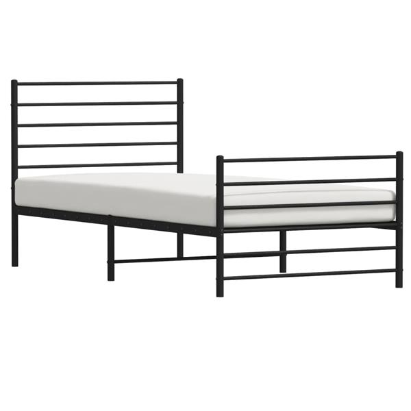Grote foto vidaxl bedframe met hoofd en voeteneinde metaal zwart 90x200 cm antiek en kunst stoelen en banken